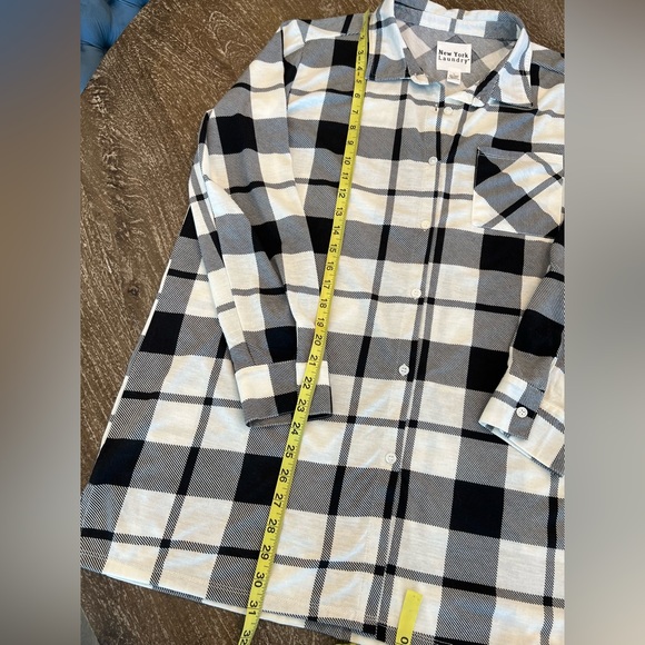 New York Laundry Plaid Button Down Shirt - Black, White, Cream - Picture 2 of 10